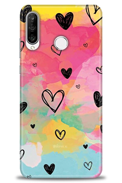 Rulet Aksesuar غطاء متوافق مع هاتف هواوي P30 لايت HD مطبوع - غطاء سيليكون بتص...