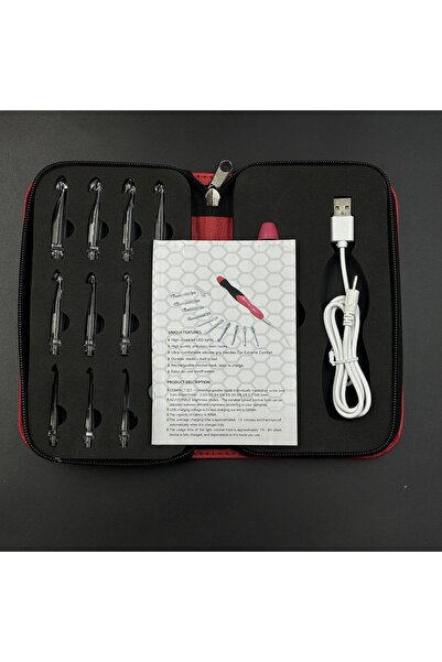 Sultan 2.5mm-8.0mm değiştirilebilir USB işıklı tığ kanca seti ile şarj edilebilir tığ kanca