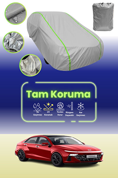 Dokaca Neo غطاء حماية للسيارة من القماش الرمادي اللامع قماش مجدّل متوافق مع سيارة هيونداي فيرنا V