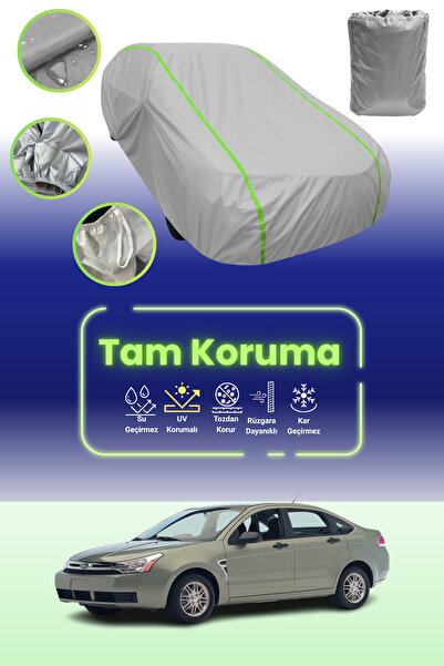 Dokaca Neo غطاء حماية للسيارة باللون الرمادي النيون قماش مجدّل فورد فوكس 4 أبواب 2008 - 2010 متوافق مع غطاء حماية السيارة