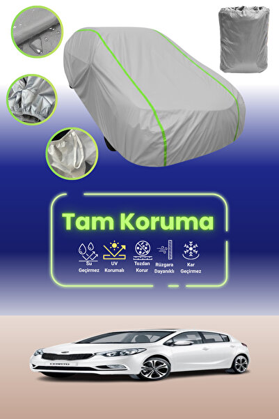 Dokaca Neo غطاء حماية للسيارة باللون الرمادي النيون قماش مجدّل كيا سيراتو 3 هاتشباك متوافق مع غطاء حماية السيارة من القماش