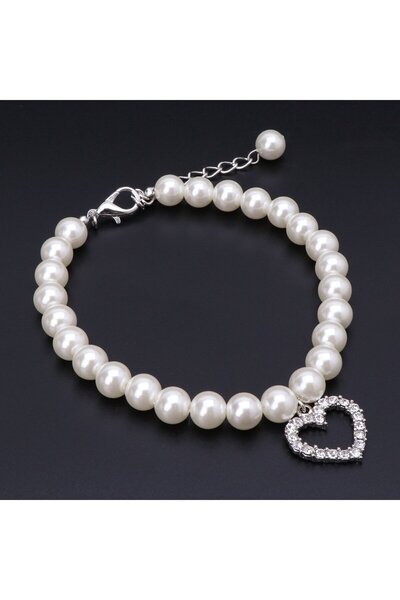 SSMEDIA Jewelry collar with pearls and pendant, for cats, dogs/bitches or oth...