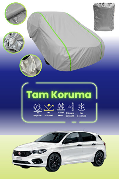 Dokaca Neo غطاء حماية للسيارة من القماش الرمادي اللامع قماش مجدّل فيات إيجيا هاتشباك متوافق مع غطاء حماية السيارة من القماش