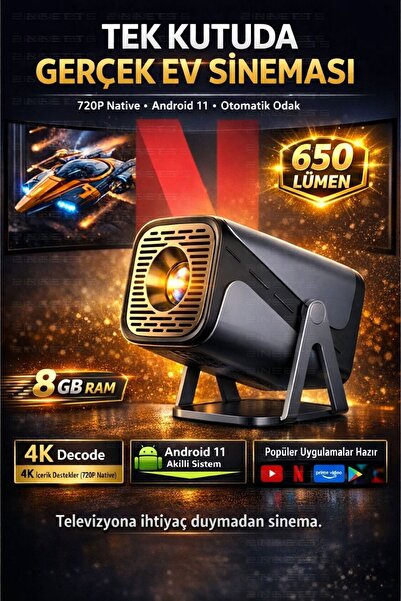 Zineets Q320 Taşınabilir Android Projeksiyon Wifi Destekli Akıllı Sinema Projektör Ultra Hd