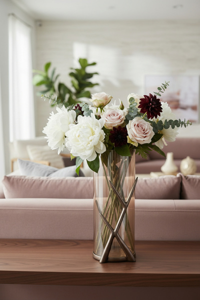 Cornella Ginger Saten Bronz Ayaklı Cam Vazo Büyük