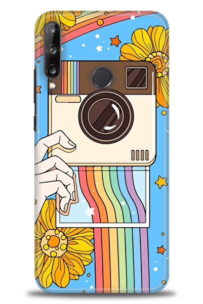 Rulet Aksesuar حافظة متوافقة مع هاتف هواوي P40 Lite E HD مطبوع + واقي شاشة سي...