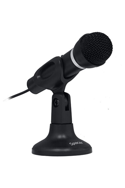 Spacer Microfon de birou RetroStyle negru cu stativ și conexiune jack de 3,5 mm