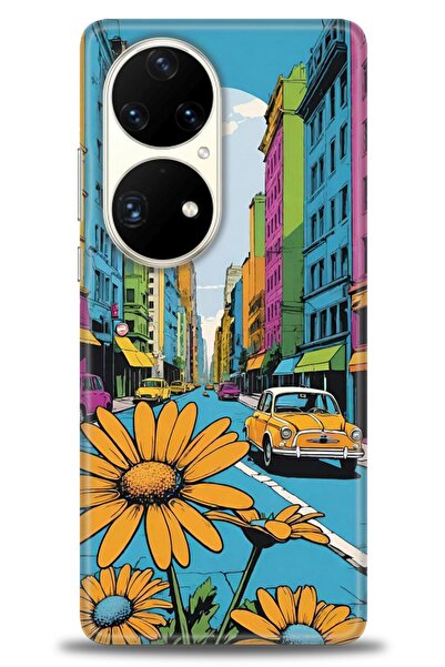 Rulet Aksesuar غطاء متوافق مع هاتف هواوي P50 Pro HD مطبوع - غطاء سيليكون مصمم...