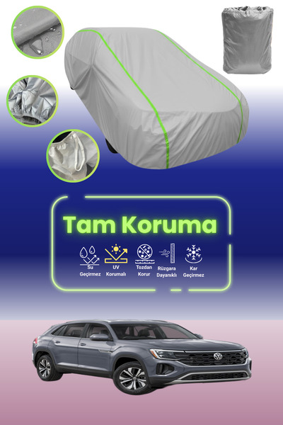 Dokaca Neo غطاء حماية للسيارة متوافق مع سيارة فولكس فاجن أطلس كروس سبورت باللون الرمادي النيون قماش مجدّل