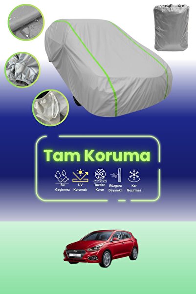 Dokaca Neo غطاء حماية للسيارة باللون الرمادي النيون قماش مجدّل متوافق مع سيارة هيونداي أكسنت 5 هاتشباك