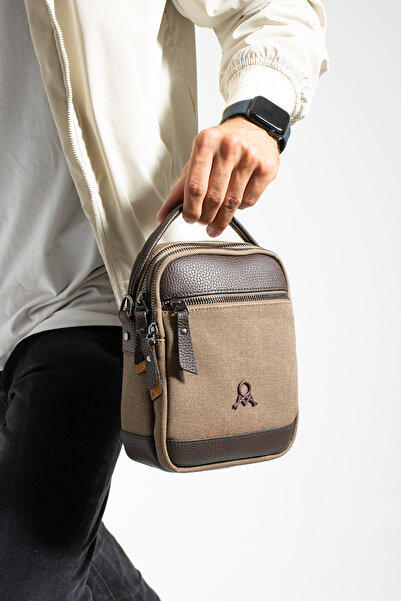 PASSTELL Men's Canvas Fabric Hand and Shoulder Bag