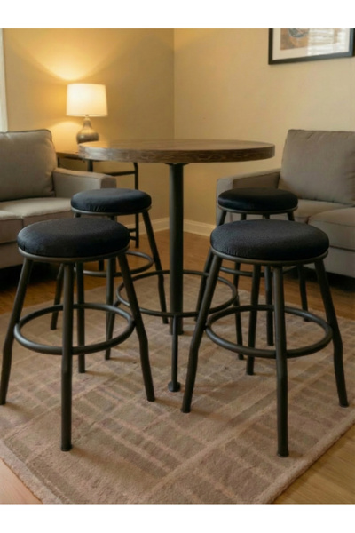 ELSETA Yönsüz Kumaş Metal Tabure - 1 Adet - 45 cm