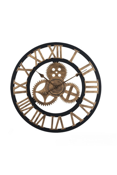 Arabest 16 Inch Large Wall Clocks, Round 3D Roman Vintage Industrial Gear, Battery Operated Non-Ticking