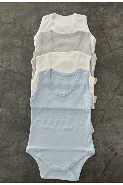 miviko çocuk giyim Baby Boy Snap-On Bodysuit, 4-Pack, 100% Cotton, White, Cre...