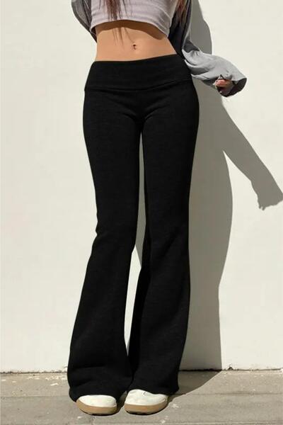 8line Black Slim Fit Spanish Leg Sweatpants