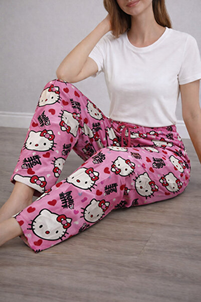Bahar Altundemir Kadın Rahat Kesim Lastikli Pamuklu Hello Kitty Pijama Altı