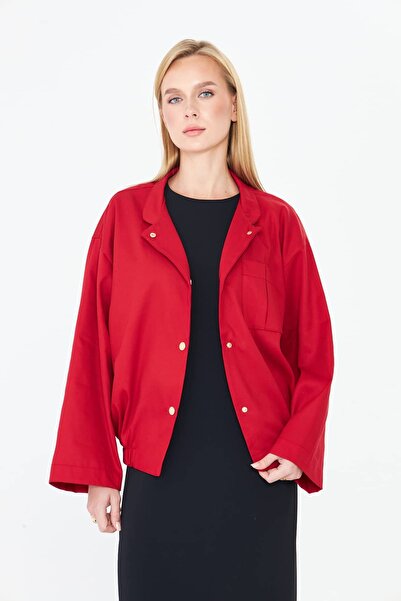 Lüks Terzi Kırmızı Mevsimlik Trenç