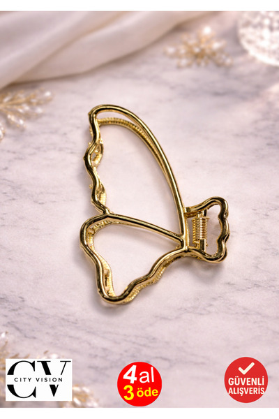 cityvision Butterfly Model Gold Hair Clip – Elegant and Modern Metal Clasp 7 cm