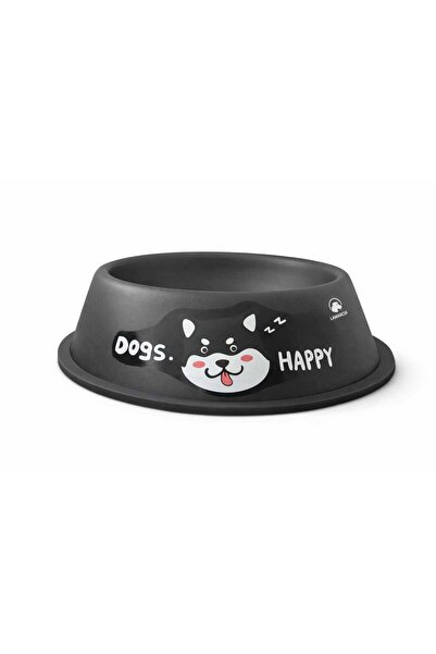 Siyah Renk Metal Kedi Köpek Mama Ve Su Kabı-22 cm