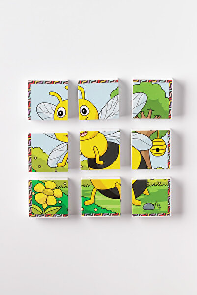 KÜPSS Magnetic Block Double-Sided 9-Piece Magnet Bee-Butterfly Puzzle - 2 Visual Puzzles