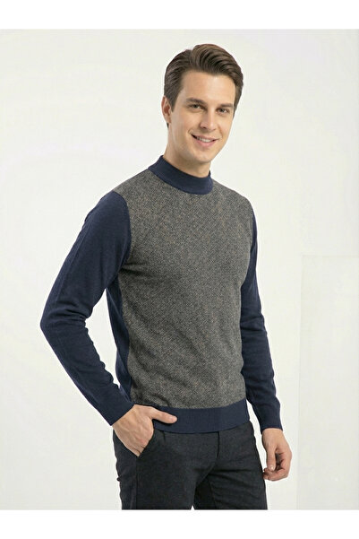 dcn giyim 1985 Men's Half Fisherman Patterned Sweater-9878