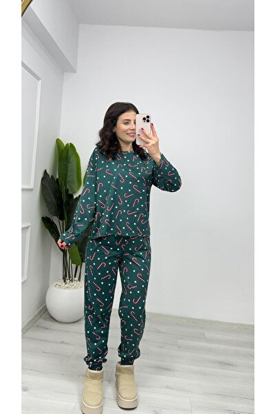 TUNAM BUTİK Pj13 Cuffed Leg Pajama Set Green
