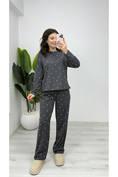 TUNAM BUTİK Pj12 Pajama Set Gray
