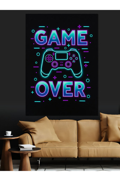 Artmeg Banner neon Game Over, pânză decorativă - Masă din lemn MDF