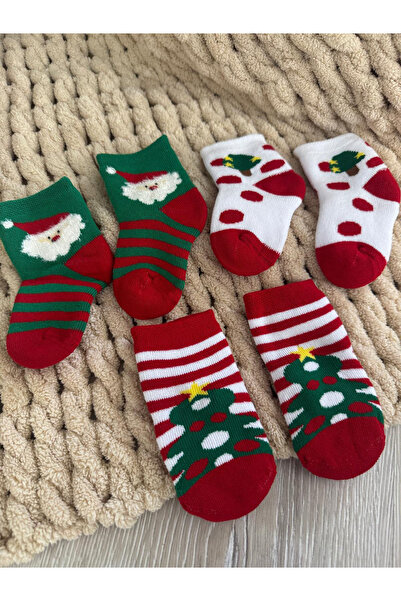 MODA 3 Çift Kışlık Kalın Havlu Yılbaşı Temalı Noel Baba Yeni Doğan Bebek Çocu...