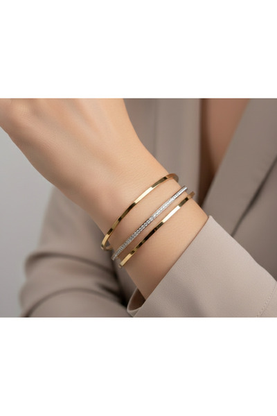Ervalina 3'LÜ Zirkon Taşlı Ajda Bileklik (1 Adet Taşlı)