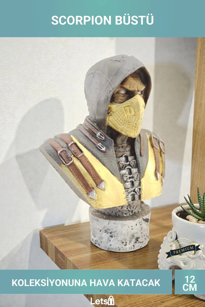 Letsii Polyester Küçük Boy Scorpion Büst Mortal Kombat Koleksiyon Figürü
