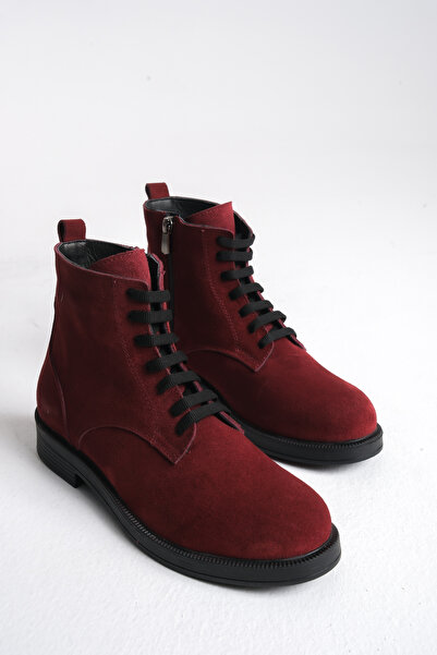 GNS Shoes Ghete de damă CHICA din piele naturală din piele intoarsa burgundy