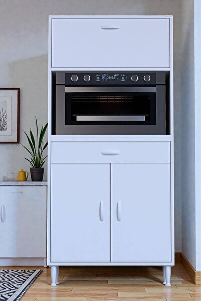 Eliusta Avelin Kapaklı Mini/Midi Fırın Dolabı 80 cm Beyaz Çok Fonksiyonlu 80x...