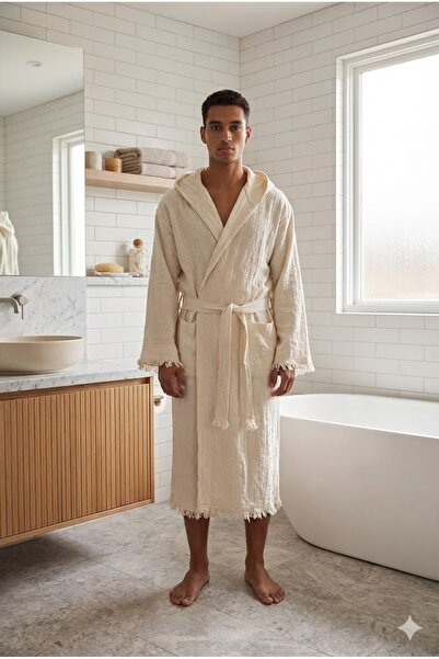 TECHTACT Bohem 4 Kat Müslin Kapüşonlu, Yumuşak Dokulu Unisex Banyo ve Plaj Bo...