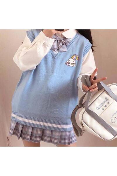 BALİNA Anime Cinnamoroll - Sanrio Oversize V Yaka Süveter