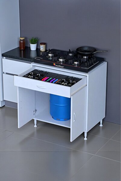 Eliusta Nıvera 75 cm Mutfak Dolabı Beyaz Ankastre 75x88x56 cm Ocak Dolabı Tüp...