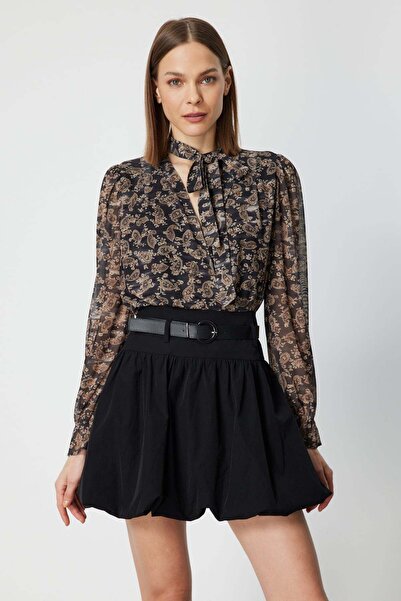 ON Bluză imprimeu leopard cu eșarfă la guler