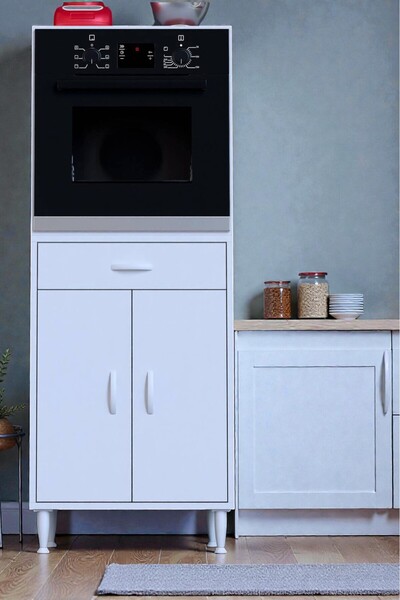 Eliusta Sakür Ankastre Fırın Dolabı 56 cm Özel Genişlik Beyaz Depolama Alanlı...