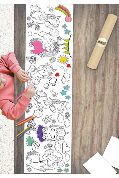 Dev Unicorn Temalı Boyama Kağıdı 62 x 250 cm – Okul ve Kreşler Etkinlik, Ekransız Çocuk Aktivitesi