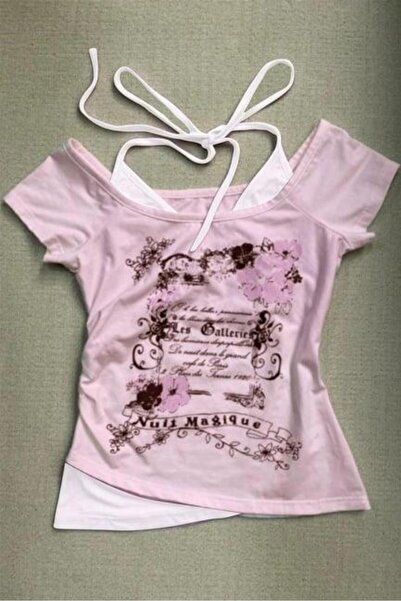 8line Ροζ Nuit Magique Madonna γιακάς Πρόσθετο λουράκι κοντό μανίκι Ολόσωμο Crop