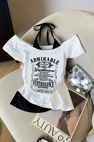 8line Alb Admirable Madonna Guler cu bretele suplimentare Crop gotic Y2K cu m...