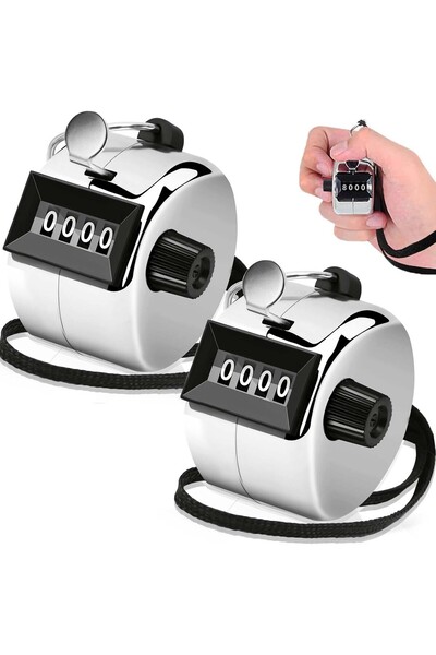 Arabest Metal Hand Tally Counter, 4-Digit, Manual Mechanical Handheld Pitch Click Counter with Finger Ring