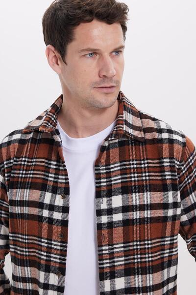 Tudors Men's Slim Fit slim fit checkered winter lumberjack shirt