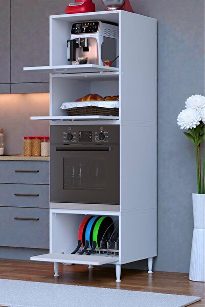 Eliusta Luno 3 Kapaklı Modüler Dolap Fırın Dolabı 60x185,9x56 cm Geniş Kapasi...