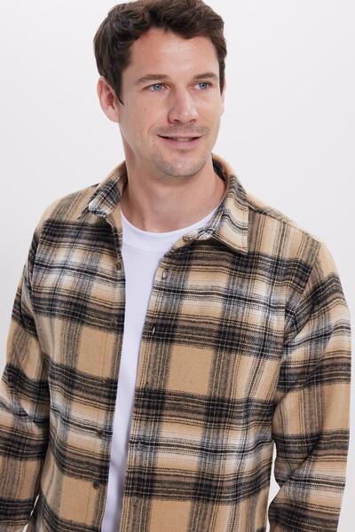 Tudors Men's Slim Fit slim fit checkered winter lumberjack shirt