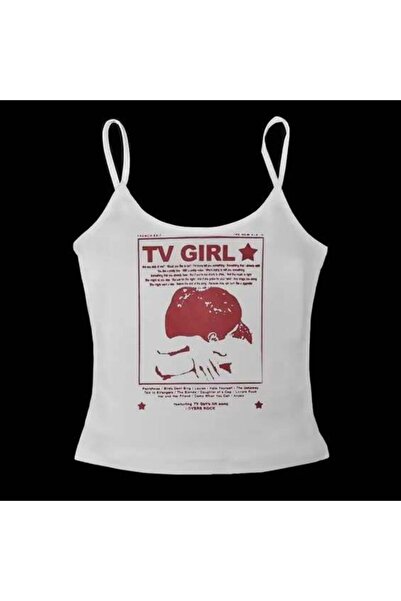 8line White Tv Girl Lovers Rock Strap Crop