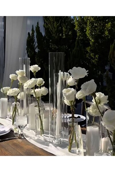 moontime alaçatı 3'lü Silindir Set Şamdanlık ve Mumluk Dekoratif Ürünler