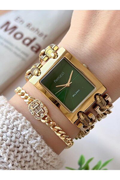 Ferrucci Women's Wristwatch+Bracelet Special Series Steel Band Tarnish-Free Vs.Blkt.0736