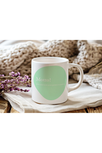 Beramussa Motto: I'M Ready to Live Beautiful Days Written Mug – Green Minimal Positive Energy Cup