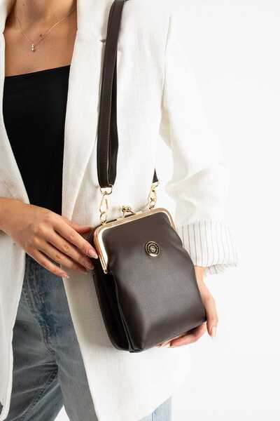 Sanmorris Kadın Burslu Gold Aksesuarlı Ayarlanabilir Çapraz Askılı Suni Deri ...